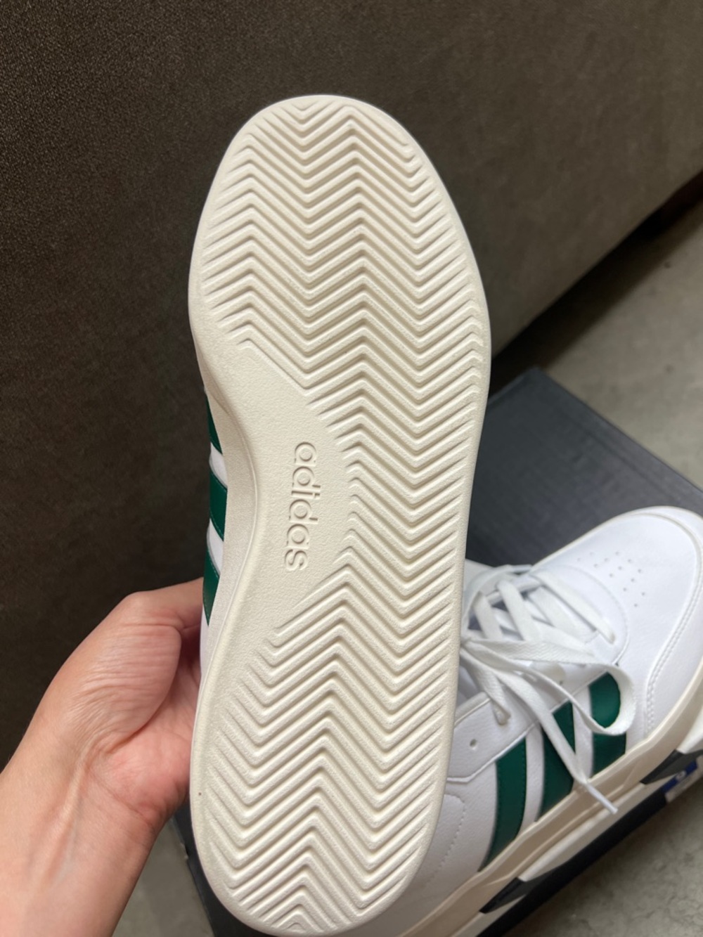 adidas White Sneakers with Green Three-Stripes - Picture 4 of 6